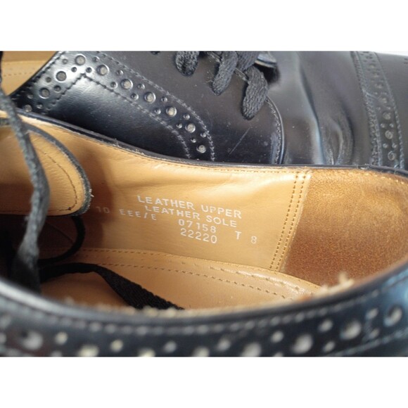 Vintage Bostonian Crown Windsor Oxford Black Leather Wing Tip Brogue Shoes 10 3E main image 4